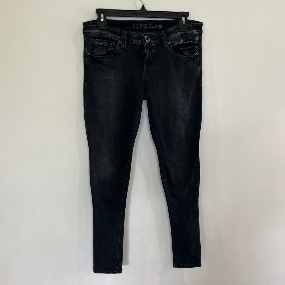 Guess Jeans Los Angeles 1981 Skinny Faded Black Low Rise Denim Size 28